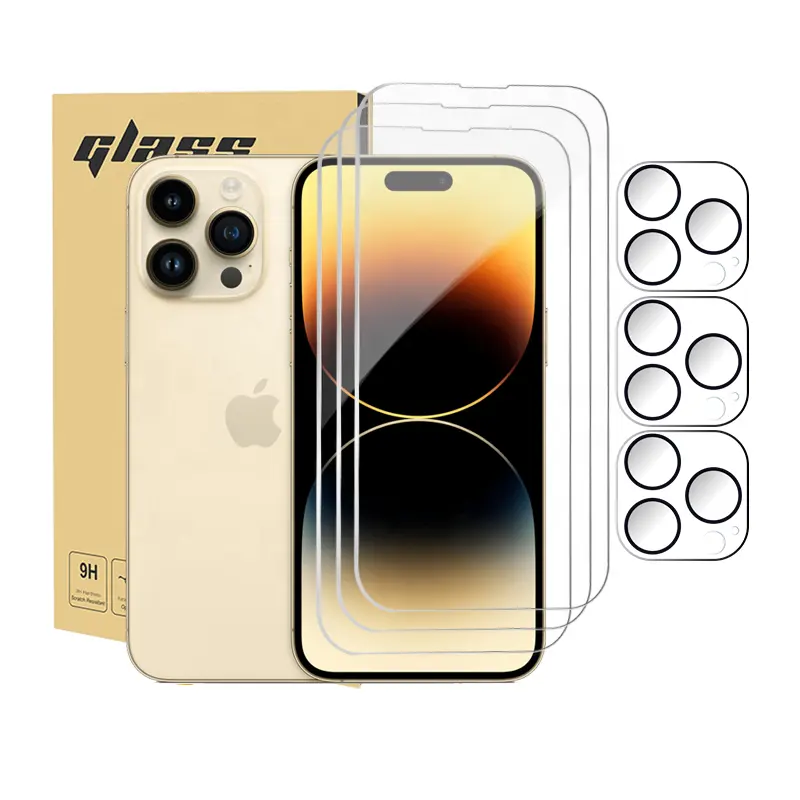 Latest Design 2 & 3 pack Screenprotector With Camera Film Protector For iphone 14 plus 13 pro max 12 mini 11