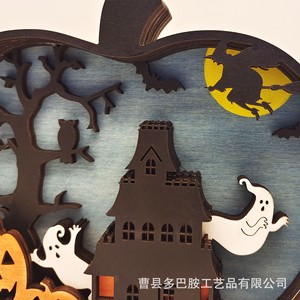 Linterna de Calabaza de Madera para Halloween, Adorno Decorativo Tallado, Decoración para Fiestas en Interiores - Product Image 3