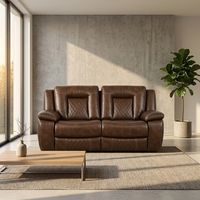 Fauteuil inclinable de luxe Frank en cuir respirant marron, zéro gravité, pour home cinéma moderne
