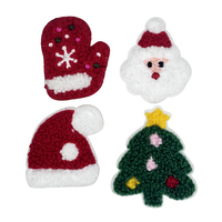 Ensemble de patchs en chenille de Noël, gants du Père Noël, chapeau du Père Noël, sapin de Noël, broderie appliquée à coudre sur les vêtements, décoration DIY