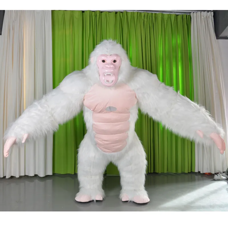 Disfraz de Mascota de gorila realista de King Kong inflable Fursuit fiesta de felpa Unisex Animal enorme disfraz inflable para adultos