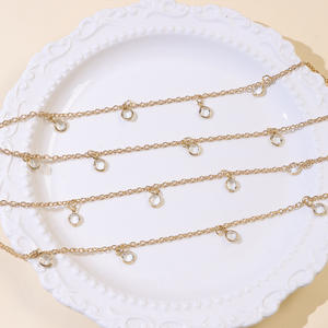 Cadena de cintura de doble capa con cristales dorados y borlas para mujer, joyería de aleación de zinc para la playa. - Product Image 4