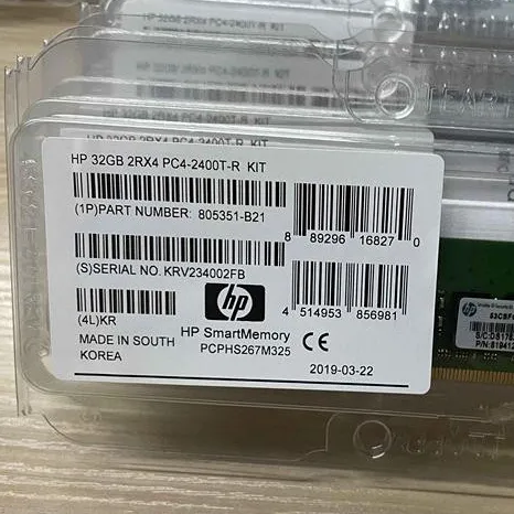 HPE sunucusu için 805351-B21 32GB çift sıra x4 DDR4-2400 CAS-17-17-17 kayıtlı bellek seti