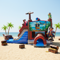 Château gonflable pirate de luxe écologique pour 12 personnes avec toboggan, qualité commerciale, pour jardin