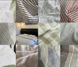 Sọc pháp Linen bedding Comforter tùy chỉnh Cổ Điển Sọc Ruffle Thông tin chi tiết Linen giường <span class=keywords><strong>Sheets</strong></span> Set - Product Image 6
