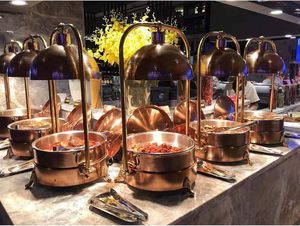 Liyunda Luxury Rose Gold 6L 8L Hotel <span class=keywords><strong>Food</strong></span> Calefacción eléctrica Acero inoxidable Horno colgante de 3 capas Platos de frotamiento Calentador de alimentos - Product Image 6