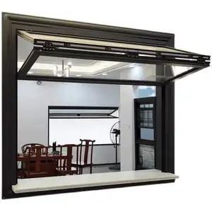 Outward aluminum vertical black open out bi fold up and down windows fold up windows