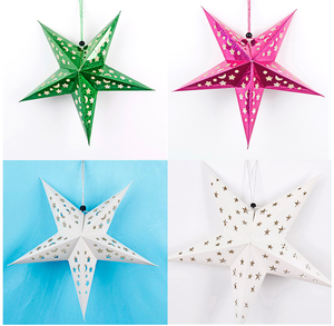 Pendentif étoile à cinq branches tridimensionnel découpé au laser en <span class=keywords><strong>papier</strong></span> multicolore 22,7 cm pour Noël, Diwali, Ramadan, Remise de diplôme, Pâques en extérieur - Product Image 4