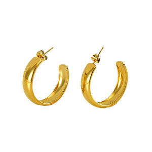 ZOGXIN C-Shaped Hoop Earrings Gold And Silver 18K Stainless Steel Women Fashion Jewelry - Product Image 5
