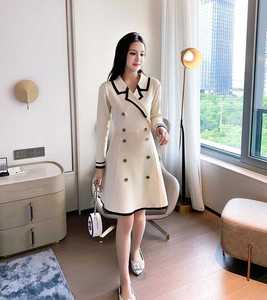 Nuovo Abito in Maglia Sottile a Vita Alta con Doppio Petto in Stile Retrò Francese Versione Coreana Autunno-Inverno 2019 - Product Image 6