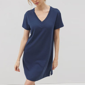 Abito T-Shirt Estivo con Scollo <span class=keywords><strong>a</strong></span> V in Jersey di Cotone Biologico, Pigiama Traspirante Super Morbido, <span class=keywords><strong>Camicia</strong></span> <span class=keywords><strong>da</strong></span> <span class=keywords><strong>Notte</strong></span> per Donne - Product Image 3