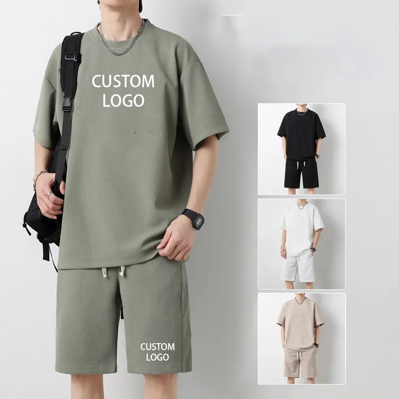 T-Shirt da uomo con grafica personalizzata estiva Set T-Shirt da uomo a maniche corte oversize in rilievo