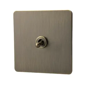 Retro Eu Painel De Metal Wall Toggle Soquete Interruptor De Luz, Bronzed Antique Aço Inoxidável Alemão 16A Soquete com Carregamento Do Telefone USB