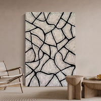 Peinture sur toile suspendue de style italien moderne de luxe, abstraite, noire et beige, décoration murale encadrée en métal