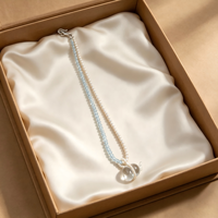Collier pendentif artisanal en perle d'aigue-marine bleue et boule de cristal transparente, avec fermoir en S, bijoux pour femme aux tons frais