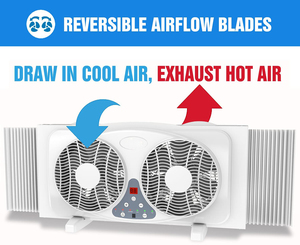 Quạt Cửa Sổ Đôi 9 Inch 3 Tốc Độ Có Thể Đảo Ngược Luồng Không Khí Yên Tĩnh Và Điều Khiển Nhiệt Quạt Cửa Sổ Đôi - Product Image 3