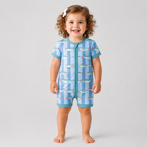Zollfreie Kinder-Pyjamas aus Bambus mit YKK-Reißverschluss, Bodysuit mit Schleifenmuster, Langarm-Neugeborenen-Strampler im Großhandel - Product Image 3