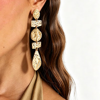 Ensemble collier et boucles d'oreilles vintage en alliage doré pour femme, bijoux géométriques tendance pour soirée, vente en gros