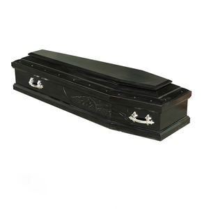 Cercueil pour bébé en bois de pin doré européen/américain, motif humain, intérieur en velours blanc, vernis 5 couches, écologique, imperméable - Product Image 1