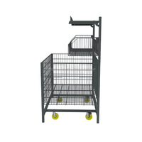 Poubelle pliable d'affichage au détail de panier de fil en métal portatif pour le stockage avec des roues