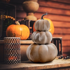 32cm nhung và bọt bí ngô nhân tạo tháp nóng bán bền Halloween mùa thu trung tâm trang trí sẵn sàng để tàu - Product Image 4