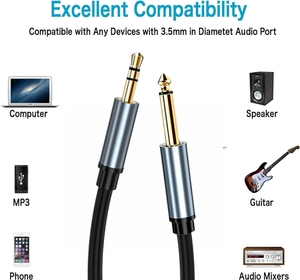 Câble audio Jack 3,5 mm vers double 6,5 mm, câble auxiliaire double 6,35 mm mâle TRS <span class=keywords><strong>pour</strong></span> <span class=keywords><strong>iPod</strong></span>, haut-parleur stéréo, câble audio mono 3,5 vers 6,5 - Product Image 3