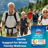 Capsules d'oméga-3 de 2500 mg avec 1285 mg d'EPA DHA, vitamine D3 K2 Q10, astaxanthine, complément alimentaire pour soutenir la santé du cœur, du cerveau et du système immunitaire