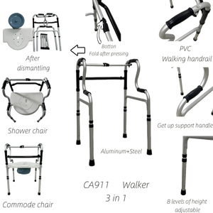 Andador Plegable 3 en 1 CAREME CA911, Marco <span class=keywords><strong>de</strong></span> Apoyo <span class=keywords><strong>para</strong></span> Caminar con Altura Ajustable, Silla <span class=keywords><strong>de</strong></span> <span class=keywords><strong>Ducha</strong></span> Multifuncional <span class=keywords><strong>para</strong></span> Personas <span class=keywords><strong>Mayores</strong></span>, 120 kg - Product Image 5