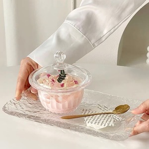 Ciotola da Dessert in vetro trasparente di fascia alta uso domestico raffinato da donna copri orecchie in argento classico con polvere di ghiaccio gelatina di zucchero nido d'uccello - Product Image 4