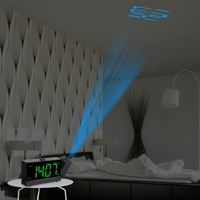 Modernes 1,8 Zoll LED-Display Elektronische Projektions-Digitaluhr PLL FM-Radio Dualer Wecker USB-Ladeanschluss 12-Stunden-Anzeige