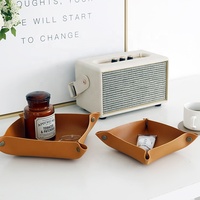 Plateau de rangement pliable en cuir PU pour monnaie, bonbons, bijoux, pour la maison, l'hôtel et les voyages