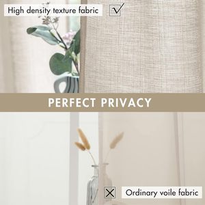 Rèm vải lanh màu be tự nhiên cho phòng ngủ phòng khách trang trại Kết cấu vải bố nhìn ánh sáng lọc riêng tư dệt cửa sổ bóng râm - Product Image 5