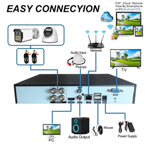 Sistema de Monitoreo con Cámara CCTV de 4 Canales y 5MP, Kit DVR AHD IP66, Visión Nocturna a Todo Color, Cámara de Red Analógica con Disco Duro de 500GB - Product Image 2