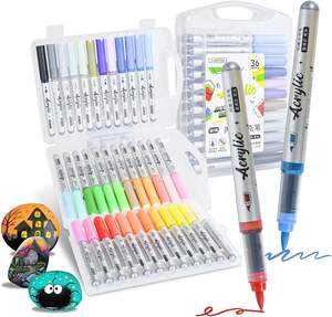 ปากกามาร์กเกอร์สีอะคริลิค36สีปากกาทำเครื่องหมายสีอะคริลิคแบบไม่ปั๊มสำหรับทาสีหินไม้ - Product Image 1
