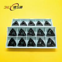 Plaquettes de tournage CNC triangulaires DLT WNMG080404R-S/WNMG080408R-S haute performance en carbure de tungstène pour usinage d'acier, finition CVD noire