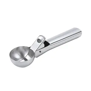 Vente chaude 7 Pouces En Acier Inoxydable Crème Glacée Cookie Scoop Outil En Métal De Qualité Alimentaire En Alliage D'aluminium Boule Cuillère Chauffante Avec Déclencheur