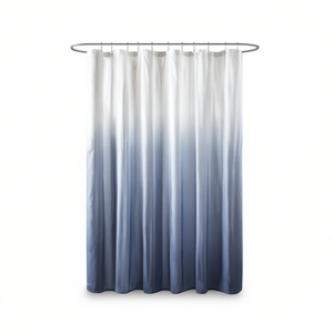 Cortina de Ducha de Tela Seersucker con Estampado Ombre, Accesorio Minimalista para Baño, 72x72 Pulgadas - Product Image 1