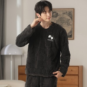 Directo de fábrica Sección gruesa acolchada de invierno de <span class=keywords><strong>pijamas</strong></span> de <span class=keywords><strong>hombre</strong></span> Cómodo Ocio Cálido Coral Fleece Ropa para el hogar - Product Image 5
