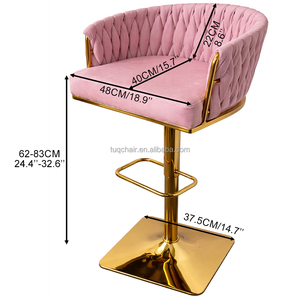 Hot Pick TUQ Plush Tub Bar Stool <strong>Chair</strong> for <strong>Cocktail</strong> Bar 48cm Wide Seat Comfort Bar <strong>Chairs</strong> for Rooftop Bar - Product Image 2