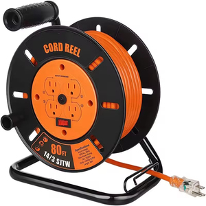 <span class=keywords><strong>Avvolgicavo</strong></span> Elettrico Retrattile Professionale da 24 Metri (80FT) SJTW 16/3 per Carichi Pesanti con Maniglia e Interruttore Automatico - Product Image 1
