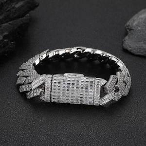 Accesorios de Hip Hop, Pulsera de 20 mm, Doble Hilera, Zirconia en Forma de T, Cadena Cubana con Rombo, Pulsera Gruesa para Hombre, Tanjing - Product Image 2