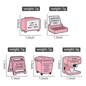 Design créatif drôle <span class=keywords><strong>rose</strong></span> dessin animé <span class=keywords><strong>Vintage</strong></span> <span class=keywords><strong>cafetière</strong></span> Fax Machine alliage broche mode vêtements sac accessoires métal artisanat - Product Image 6