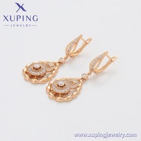 S00112362 Joyería XUPING, Pendientes Colgantes de Zirconia Redonda en Forma de Lágrima en Oro de 18K y Cobre - Joyería de Lujo para la Noche para Mujer