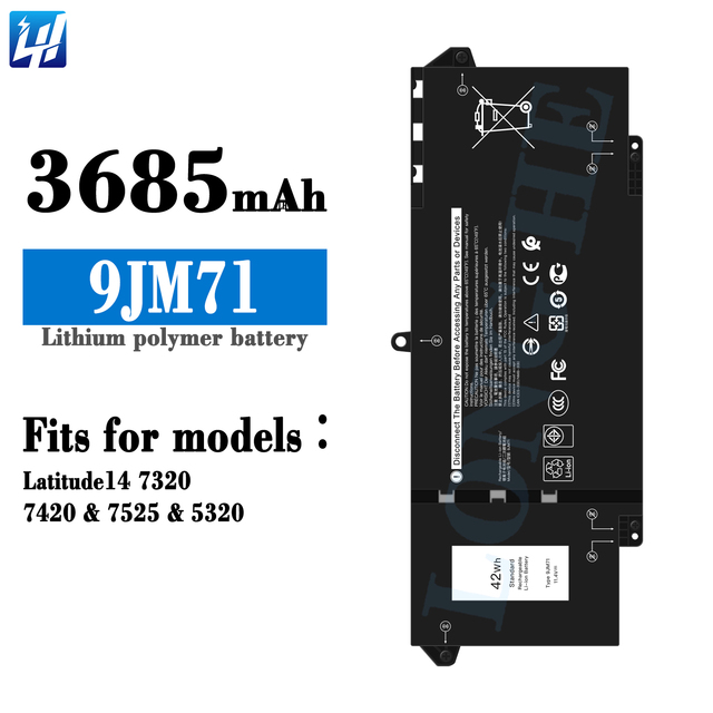 11.4V 3685mAh 9JM71 Laptop Battery Compatible for Dell  Latitude14 7320/7420/7525/5320 Notebook Battery