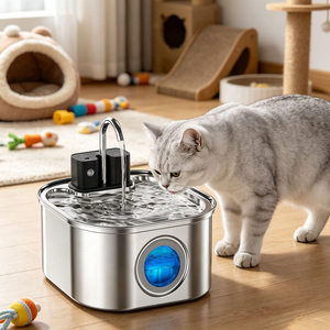 Bebedero para Gatos <span class=keywords><strong>con</strong></span> Batería de 4200 mAh, Inalámbrico, de Acero Inoxidable, Dispensador de Agua para Mascotas de 3.2 L <span class=keywords><strong>con</strong></span> 3 Modos de Dispensación de Agua - Product Image 1
