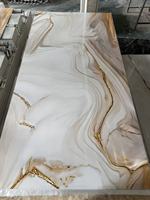 Panneau mural en PVC laminé marbré blanc or, imperméable, résistant aux UV, pour décoration intérieure, 1220*2440*3mm
