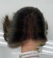 Peluca de encaje anudada a mano para añadir volumen, con aspecto de cuero cabelludo natural, cabello humano, balayage castaño rubio, con mecha para la línea del cabello recesada