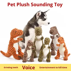 Jouet pour animaux de compagnie transfrontalier très demandé, résistant aux morsures, sonore, pour le nettoyage des dents, en peluche avec nœud en corde, design lézard, vente en gros - Product Image 4