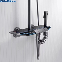 2025 Offre Spéciale Piano Key LED Ensemble de douche 4 fonctions Affichage numérique chaud et froid Ensemble de robinet de douche de salle de bain en laiton