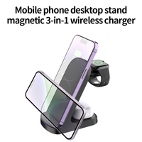 Support de charge sans fil 3 en 1 pour iPhone 15 14 13 12 Pro Max, pour Apple Watch, pour AirPods Pro/3, support de téléphone portable magnétique de bureau